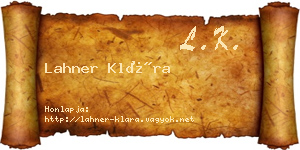Lahner Klára névjegykártya